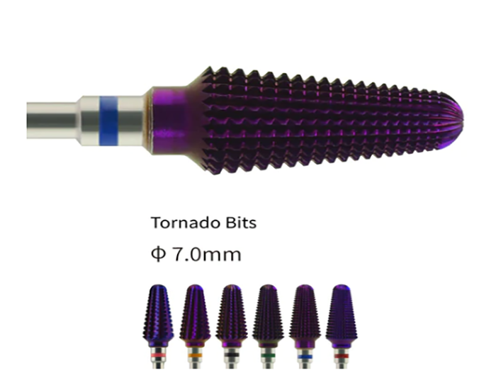 7.0mm Purple Tornado Nail Drill Carbide Bit Spiral Cut Coating Carbide Dental Bur